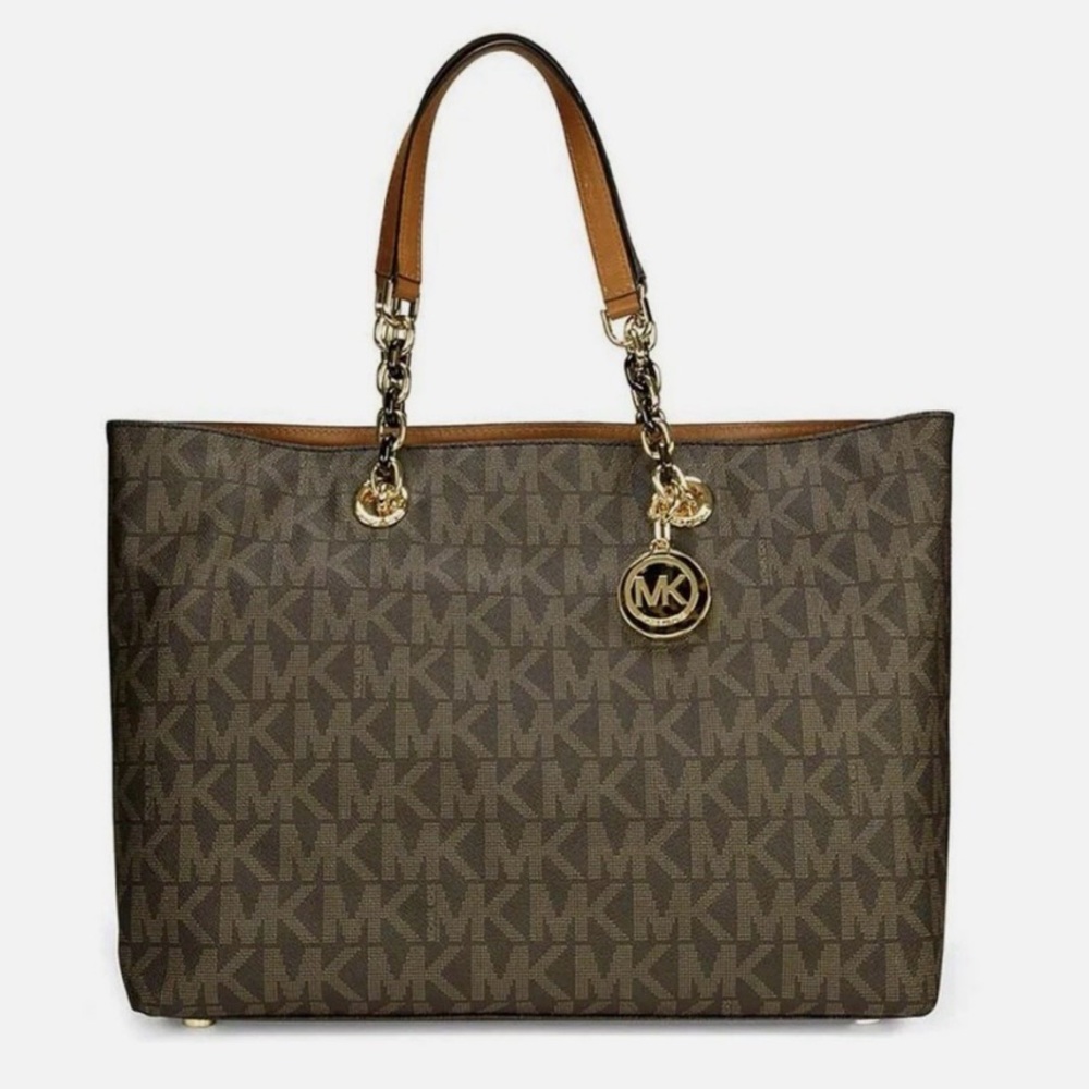 Michael Kors Cynthia Brown Chain-Strap Tote